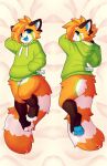 absurd_res ailurid anthro bottomless clothed clothing dakimakura_design digitigrade female hi_res hoodie hoodie_only jinxit lying mammal on_back open_mouth pocky_(jinxit) red_panda solo topwear topwear_only