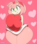 &lt;3 2024 amy_rose anthro artist_name big_breasts black_nose breast_squish breasts clothing colored digital_media_(artwork) dress eulipotyphlan eyelashes female gloves green_eyes hair hand_on_breast hand_on_own_breast handwear heart_background hedgehog huge_breasts looking_at_viewer mammal mobian_hedgehog panties pink_background pink_body pink_ears pink_hair red_clothing red_dress red_hairband sega shaded simple_background smile smiling_at_viewer solo sonic_the_hedgehog_(series) squish tan_inner_ear teeth teeth_showing thick_thighs underwear white_clothing white_gloves white_handwear white_panties white_underwear zaviel