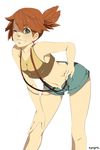  bad_deviantart_id bad_id bare_shoulders blue_eyes grin hand_on_hip kasumi_(pokemon) open_fly orange_hair pokemon pokemon_(anime) pokemon_(classic_anime) shorts side_ponytail simple_background smile solo suspenders tank_top unzipped white_background 