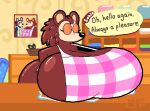 animal_crossing animated anthro apron apron_only big_breasts black_eyes bouncing_breasts breasts brown_body clothing english_text eulipotyphlan female gloves_(marking) half-closed_eyes hedgehog huge_breasts hyper hyper_breasts looking_at_viewer loop mammal markings mattthetooncat narrowed_eyes nintendo photo sable_able short_playtime solo text