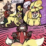 animal_crossing animal_genitalia animal_penis anthro breasts canid canine canine_genitalia canine_penis canis clothed clothing comic digby_(animal_crossing) domestic_dog duo female foxvomitarts genitals hi_res incest_(lore) isabelle_(animal_crossing) male male/female mammal nintendo nude partially_clothed penis