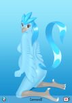 anthro anthrofied articuno blush breasts commandg feathers female generation_1_pokemon hair legendary_pokemon looking_at_viewer nintendo nipples nude pokemon pokemon_(species) pokemorph pregnant simple_background solo