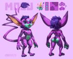 barefoot butt feet female gigantic goblin hair hi_res humanoid long_ears long_tail model_sheet motiga mouezu mozu_(gigantic) nipples nude purple_body purple_hair simple_background solo tail thick_thighs tongue tongue_out