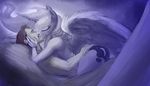  anthrofied cutie_mark duo equine eyes_closed female friendship_is_magic hair hattonslayden horn horse human human_on_anthro interspecies kissing male mammal my_little_pony pony princess_luna_(mlp) restricted_palette straight winged_unicorn wings 