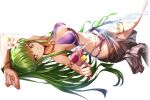  1girl aiming aiming_at_viewer arm_up armlet artist_request bare_shoulders barefoot bikini black_sarong blush breasts c.c. code_geass code_geass:_lost_stories finger_on_trigger firing full_body game_cg gold green_hair highres holding holding_water_gun jewelry knees_together_feet_apart light_blush long_hair looking_at_viewer lying medium_breasts multi-strapped_bikini_bottom multi-strapped_bikini_top navel non-web_source o-ring o-ring_bikini official_art on_back parted_lips purple_bikini ring sarong see-through_sarong sidelocks simple_background skindentation solo squirting_liquid stomach sweat swimsuit teeth thighlet transparent_background very_long_hair water water_gun yellow_eyes 