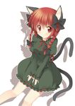  animal_ears bad_id bad_pixiv_id braid cat_ears cat_tail kaenbyou_rin multiple_tails oniku_(shimofuri-ke) red_eyes red_hair solo tail touhou twin_braids 