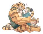 &lt;3 5:4 anthro beard big_muscles big_pecs blonde_hair blush bottomless bottomless_male brown_hair chan_kiti_chan_(artist) clothed clothing cuddling eye_contact face_to_face facial_hair family father_(lore) father_and_child_(lore) father_and_son_(lore) felid fur group hair hi_res holding_partner huge_muscles human human_on_anthro interspecies intimate larger_anthro larger_male looking_at_another male male/male mammal multicolored_body multicolored_fur muscular muscular_anthro muscular_male orange_body orange_fur pantherine parent_(lore) parent_and_child_(lore) parent_and_son_(lore) pecs romantic romantic_couple shirt size_difference smaller_human smaller_male son_(lore) striped_body striped_fur stripes stubble tank_top tiger topwear white_body white_fur