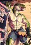 dinosaur guitar hi_res male musical_instrument musician plucked_string_instrument reptile scalie shirtless solo string_instrument theropod tyrannosaurid tyrannosaurus tyrannosaurus_rex