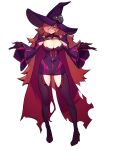  1girl absurdres black_sclera blazblue breasts cape cleavage colored_sclera commentary commission detached_sleeves distr dress english_commentary full_body gloves hair_over_one_eye hat highres konoe_a._mercury large_breasts long_hair long_sleeves looking_at_viewer one_eye_covered orange_eyes pink_hair purple_dress purple_gloves purple_headwear purple_thighhighs red_cape short_dress simple_background sleeveless sleeveless_dress solo standing thighhighs white_background wide_sleeves witch witch_hat 