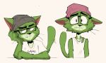 anthro clothed clothing domestic_cat eyebrows eyewear felid feline felis fingers fur glasses green_body green_fur male mammal rabbitpatches shirt tail topwear whiskers