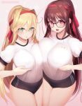  breasts glasses highres kashiwamochi_yomogi large_breasts ponytail 