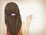  brown_hair from_behind hair_ornament hairclip hyouka long_hair oreki_tomoe rito453 solo waving 