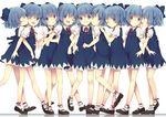  ;) ;d ^_^ ankle_ribbon bad_id bad_pixiv_id blue_eyes blue_hair bow cheek_kiss cirno clone closed_eyes dress grin hair_bow kiss locked_arms looking_at_viewer maki_(natoriumu) mary_janes multiple_girls multiple_persona one_eye_closed open_mouth ribbon shoes short_hair simple_background smile standing touhou white_background 