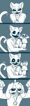 absurd_res anthro blush canid canine canis catnap_(poppy_playtime) dogday_(poppy_playtime) domestic_cat domestic_dog duo felid feline felis hand_puppet hanged hi_res jewelry looking_at_viewer male mammal necklace necklace_only nude open_mouth poppy_playtime saku1saya