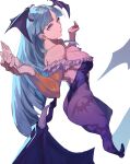  1girl absurdres animal_print bare_shoulders bat_print black_footwear breasts dutch_angle green_hair highres low_wings morrigan_aensland pantyhose print_pantyhose purple_pantyhose rasetsu001 simple_background solo thighs vampire_(game) white_background wings 