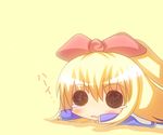  1girl black_eyes blonde_hair chibi female long_hair noiz open_mouth pixiv_thumbnail ribbon shanghai shanghai_doll simple_background solid_circle_eyes tears touhou 