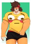 absurd_res anthro bandanna blush clothing ear_piercing felid hanzo_(hanzo_matsumoto) hanzo_matsumoto hi_res holding_clothing holding_object kerchief lion male mammal meme meme_clothing muscular pantherine piercing solo underwear