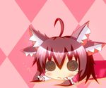  1girl ahoge animal_ears black_eyes cat_ears chibi female hair_tubes hakurei_reimu kemonomimi_mode multiple_ears noiz open_mouth pixiv_thumbnail short_hair simple_background solid_circle_eyes tears touhou 