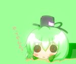  1girl black_eyes chibi female green_hair hat noiz open_mouth pixiv_thumbnail short_hair simple_background soga_no_tojiko tears touhou 