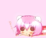  1girl bandage black_eyes bun chibi double_bun double_buns female ibaraki_kasen noiz open_mouth pink_hair pixiv_thumbnail short_hair simple_background tears touhou 