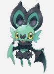  alternate_color animal_focus aqua_skin bat_(animal) black_fur commentary_request fangs floating highres no_humans noibat open_mouth pokemon pokemon_(creature) shiny_pokemon simple_background tapi_bird25 white_background wings yellow_eyes 