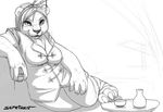  breasts chubby clothed clothing cup female looking_at_viewer mammal panda pandaren pants reclining sefeiren shirt sitting sketch video_games warcraft world_of_warcraft 