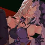  0214x0826 2girls acheron_(honkai:_star_rail) bare_shoulders black_choker black_swan_(honkai:_star_rail) breasts choker commentary_request crying crying_with_eyes_open dress highres honkai:_star_rail honkai_(series) large_breasts multiple_girls official_alternate_color purple_dress purple_hair sleeveless sleeveless_dress tears upper_body veil white_hair yuri 