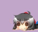  1girl asymmetrical_wings black_eyes black_hair chibi female houjuu_nue noiz open_mouth pixiv_thumbnail short_hair simple_background snake tears touhou wings 