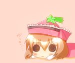  1girl black_eyes brown_hair chibi female hat lyrica_prismriver noiz open_mouth pixiv_thumbnail short_hair simple_background tears touhou 