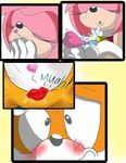  amy_rose anthro blush canine comic fox green_eyes hair hedgehog kissing miles_prower pink_hair sammy_stowes sega sonic_(series) tails 