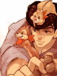  acorn blue_eyes brown_hair chip_(disney) chipmunk crossover dale_(disney) disney higashikata_jousuke jojo_no_kimyou_na_bouken pompadour squirrel u-min 