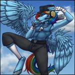  anthro anthrofied baseball_bat clothing cloud equine female flat_chested flying friendship_is_magic hat headphones horse mammal my_little_pony necklace outside pegasus pony rainbow_dash_(mlp) scout_(team_fortress_2) sky team_fortress_2 wings 