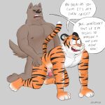 anal anal_penetration anthro canid canine dogbro69 duo felid genitals hi_res humanoid_genitalia humanoid_penis male male/male mammal no_homo nude pantherine penetration penis tiger