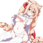  :p animal_ears blonde_hair breasts cat_ears ebiko_(vtuber) highres long_hair meme_attire orange_eyes rojogarnina round_eyewear seiza shrimp_tail sitting smile thick_thighs thighs tongue tongue_out twintails underboob very_long_hair virgin_destroyer_sweater virgin_killer_outfit virgin_killer_sweater 