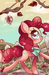  &lt;3 autumn blue_eyes clothing cutie_mark equine female fence feral friendship_is_magic fumuu fur hair horse mammal my_little_pony outside pink_fur pink_hair pinkie_pie_(mlp) pony solo 