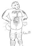 anthro balls belly belly_hair big_belly body_hair canid canine canis chest_hair curling_toes digital_drawing_(artwork) digital_media_(artwork) domestic_dog feet flaccid genitals hi_res humanoid_genitalia humanoid_penis husky line_art male mammal musclegut muscular navel nipples nordic_sled_dog nude pecs penis pinup pose sarahratte sketch slightly_chubby slightly_chubby_anthro slightly_chubby_male smile solo spitz