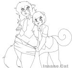 anthro bottomwear clothed clothing domestic_cat duo felid feline felis female female/female insanecat mammal office_lady panties partially_clothed rodent sciurid skirt surprised_expression underwear underwear_down