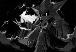  1boy by_almaz commentary crossed_legs english_commentary greyscale male_focus monochrome neo_metal_sonic no_mouth non-humanoid_robot robot robot_animal sitting solo sonic_(series) sonic_heroes 