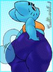 2024 afrothicc720 anthro big_butt blue_background blue_body bottomwear butt cartoon_network clothing digital_drawing_(artwork) digital_media_(artwork) domestic_cat felid feline felis female hand_on_butt looking_at_viewer looking_back looking_back_at_viewer mammal nicole_watterson orange_clothing orange_topwear pants purple_bottomwear purple_clothing purple_pants signature simple_background solo standing the_amazing_world_of_gumball thick_thighs topwear transparent_tail