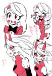 absurd_res angry charlie_morningstar clothed clothing demon demon_humanoid enaic31 female hazbin_hotel hi_res horn humanoid japanese_text not_furry simple_background solo text translation_request white_background
