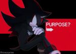  1boy english_text furry furry_male gloves highres male_focus red_eyes shadow_the_hedgehog sitting solo sonic_(series) white_gloves zeepgalae 