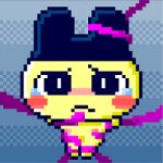 anthro blush bodily_fluids low_res male mametchi nipple_fetish raised_arms solo tamagotchi tears tentacles thumbnail