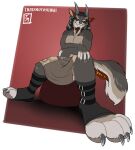 absurd_res anthro canid canine canis claws domestic_dog dragon feet hi_res horn hybrid kilt male mammal mythological_creature mythological_scalie mythology pawpads paws scalie solo thaismotosuwa toes