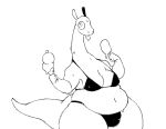 anthro belly big_belly big_butt bikini bodily_fluids bulge butt clothing dessert dragon food gynomorph ice_cream intersex long_neck mythological_creature mythological_scalie mythology overweight scalie sleepygirlthing solo sweat sweatdrop swimwear tail thick_tail thick_thighs tongue tongue_out