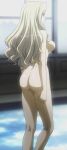  1girl anime_screenshot ass back bare_back bare_shoulders blonde_hair breasts completely_nude elizabeth_mayberry freezing_(series) highres indoors long_hair long_legs nipples nude pool sideboob single_bare_shoulder solo thighs water 
