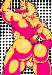 anthro backsack balls big_butt bright_colors butt canid canine canis daddytwinkle genitals hairy halftone halftone_background hi_res male mammal nude pattern_background side_view simple_background smug smug_face solo thick_thighs wolf
