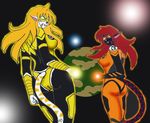  black black_clothing blackwind_zero blonde_hair cosplay dc_comics duo feline female fur hair invalid_color lantern lantern_corps mammal orange_clothing outer outer_space power power_ring red_hair ring skinsuit space tiger white white_fur yellow yellow_clothing 