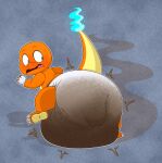 absurd_res alternate_version_at_source anthro big_diaper blue_eyes blue_fire blush bodily_fluids charmander clothed clothing coal_the_charmander colored_fire diaper diaper_only feces fingerless_gloves fire flaming_tail generation_1_pokemon gloves handwear hi_res looking_back male nintendo orange_body orange_scales pokemon pokemon_(species) raised_leg raised_tail rear_view scales soiling solo stink_fumes stink_lines sweat sweatdrop tail tenerius topless