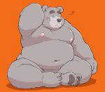 2024 anthro bear belly big_belly blush kemono male mammal meg_hoi moobs navel nipples orange_background overweight overweight_male simple_background sitting solo