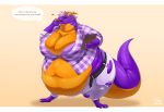 2024 2_horns anthro belly big_belly big_breasts biglovealicia bloated bra breasts cake cel_shading cheek_bulge clothed clothing dessert digitigrade dragon eating english_text eyes_closed female food hair heart_symbol hi_res horn huge_belly huge_breasts morbidly_obese morbidly_obese_female mythological_creature mythological_scalie mythology obese obese_female office_suit orange_body overweight overweight_female partially_clothed pastry pear-shaped_figure pie purple_body purple_hair scalie shaded signature simple_background solo speech_bubble tail text thick_neck thick_tail thick_thighs torn_clothing underwear wide_hips